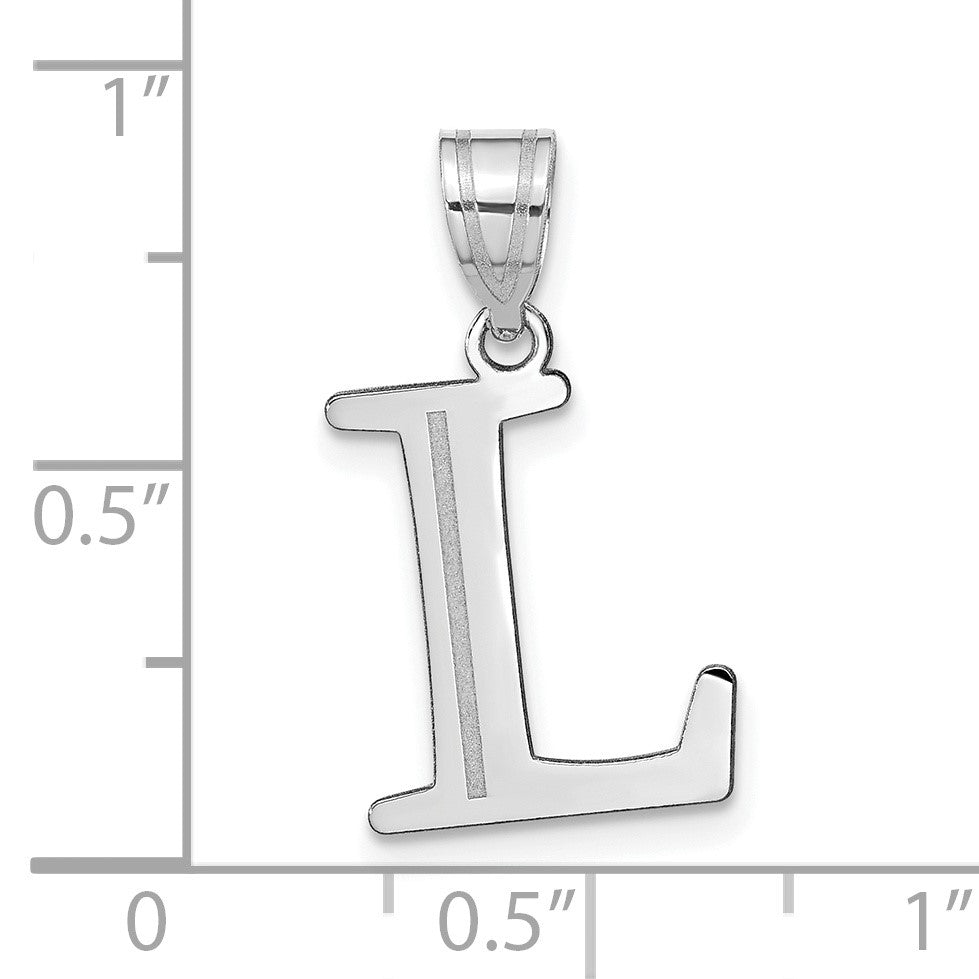 14kw Polished Etched Letter L Initial Pendant