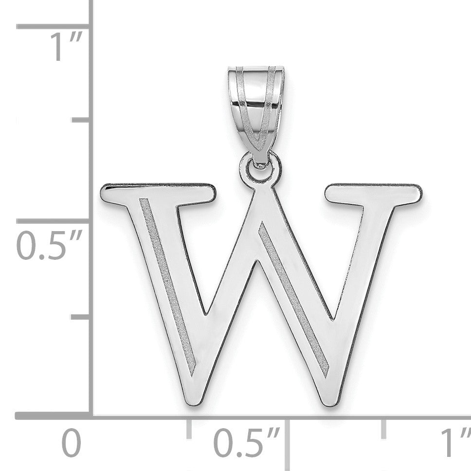14kw Polished Etched Letter W Initial Pendant