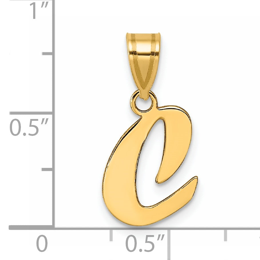 14k Polished Script Letter C Initial Pendant