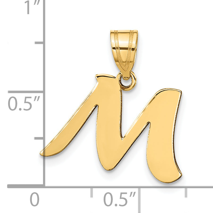 14k Polished Script Letter M Initial Pendant