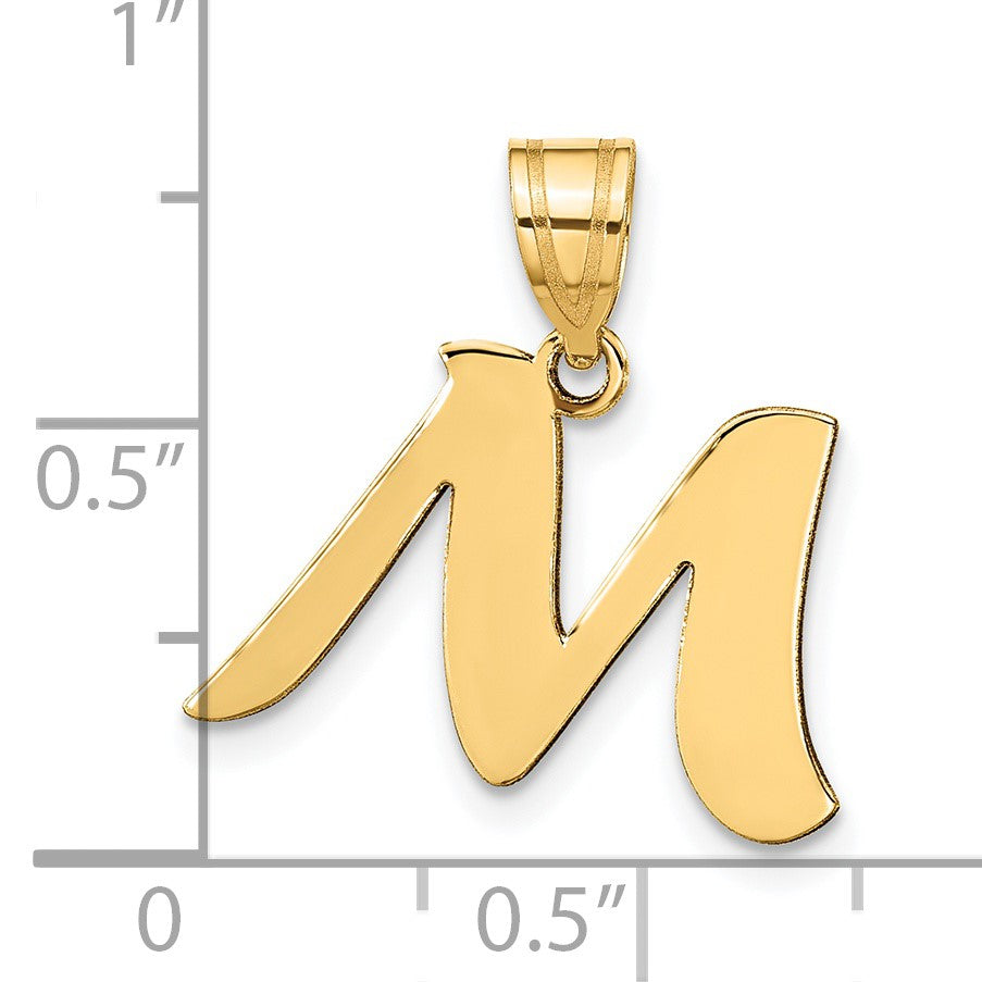 14k Polished Script Letter M Initial Pendant