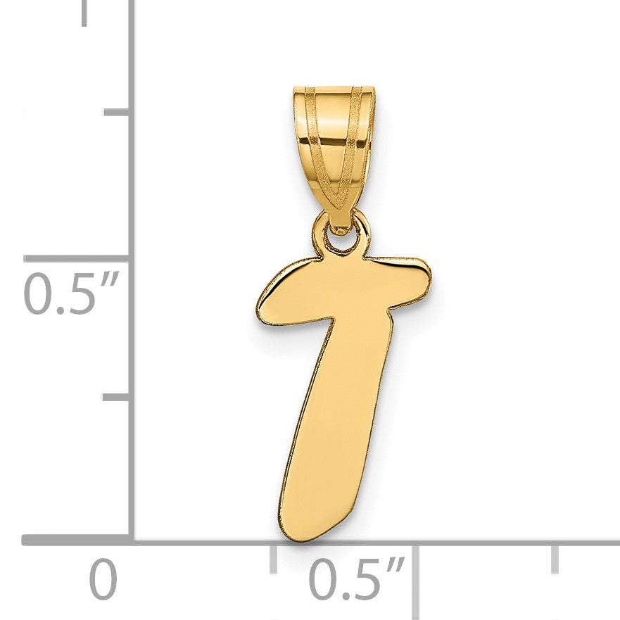 14k Polished Script Letter T Initial Pendant