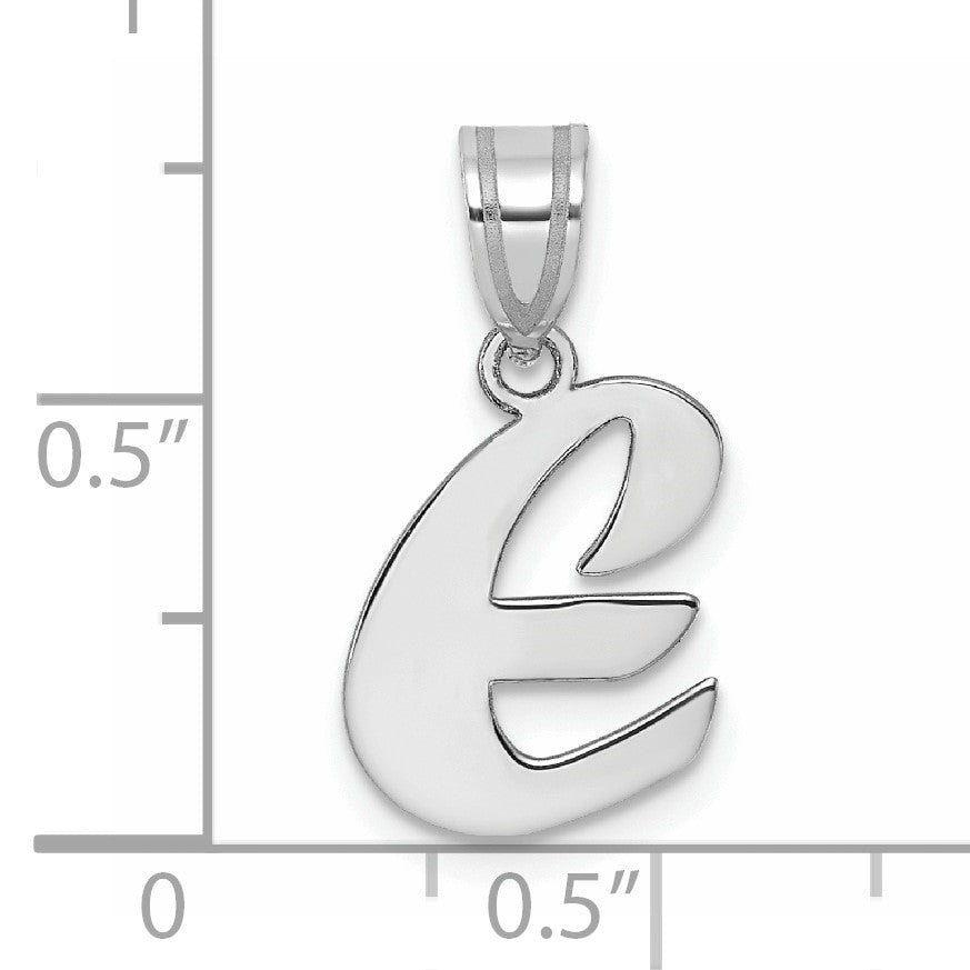 14kw Polished Script Letter E Initial Pendant