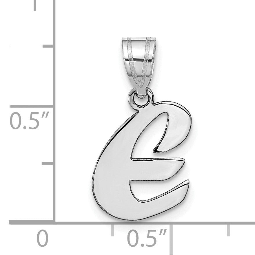 14kw Polished Script Letter E Initial Pendant