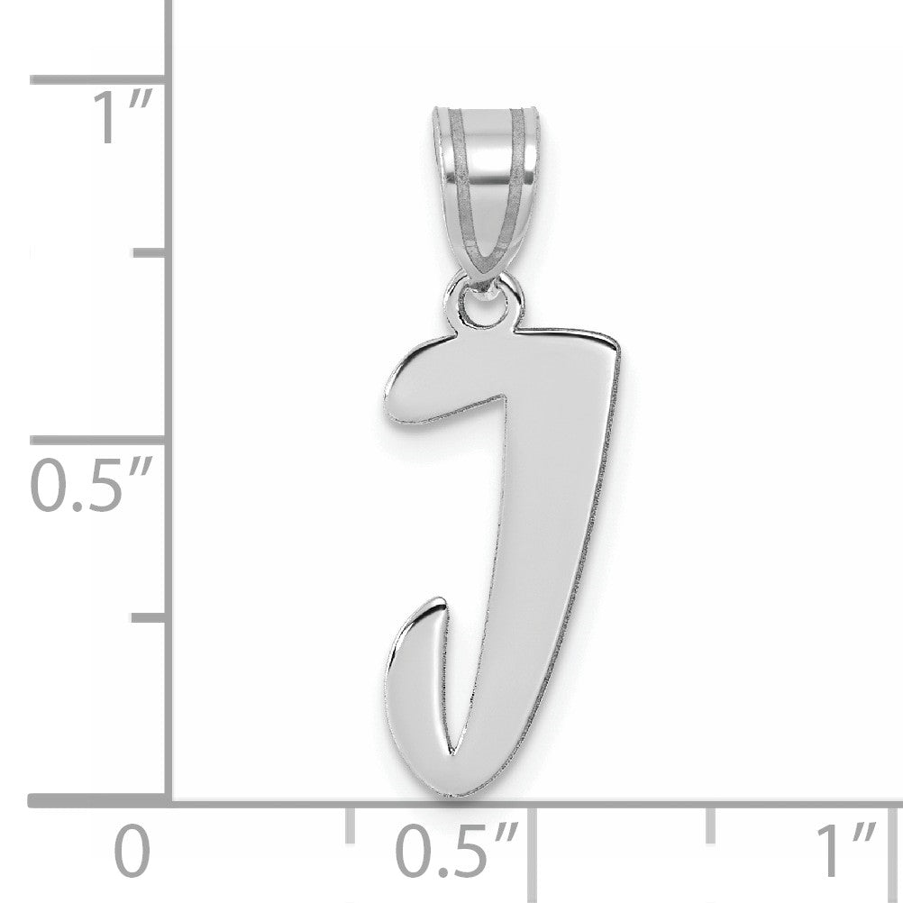 14kw Polished Script Letter J Initial Pendant