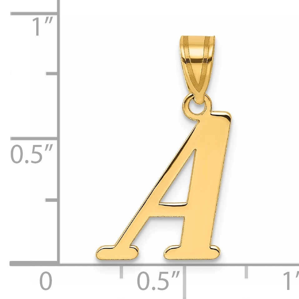 14k Polished Letter A Initial Pendant
