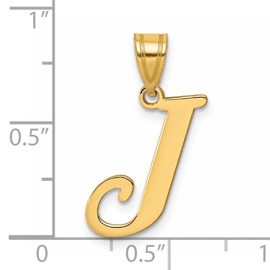 14k Polished Letter J Initial Pendant
