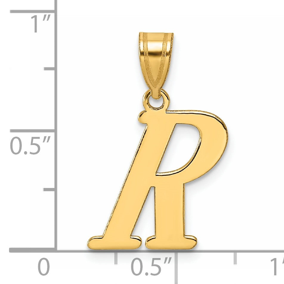 14k Polished Letter R Initial Pendant