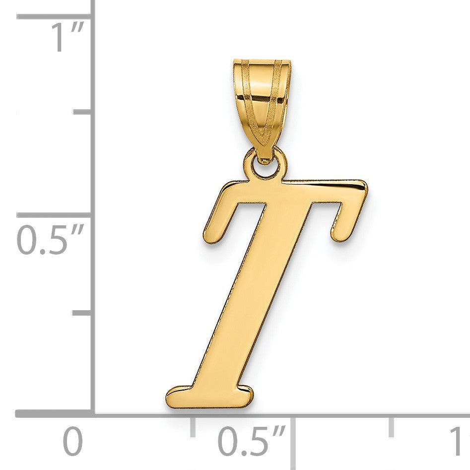 14k Polished Letter T Initial Pendant