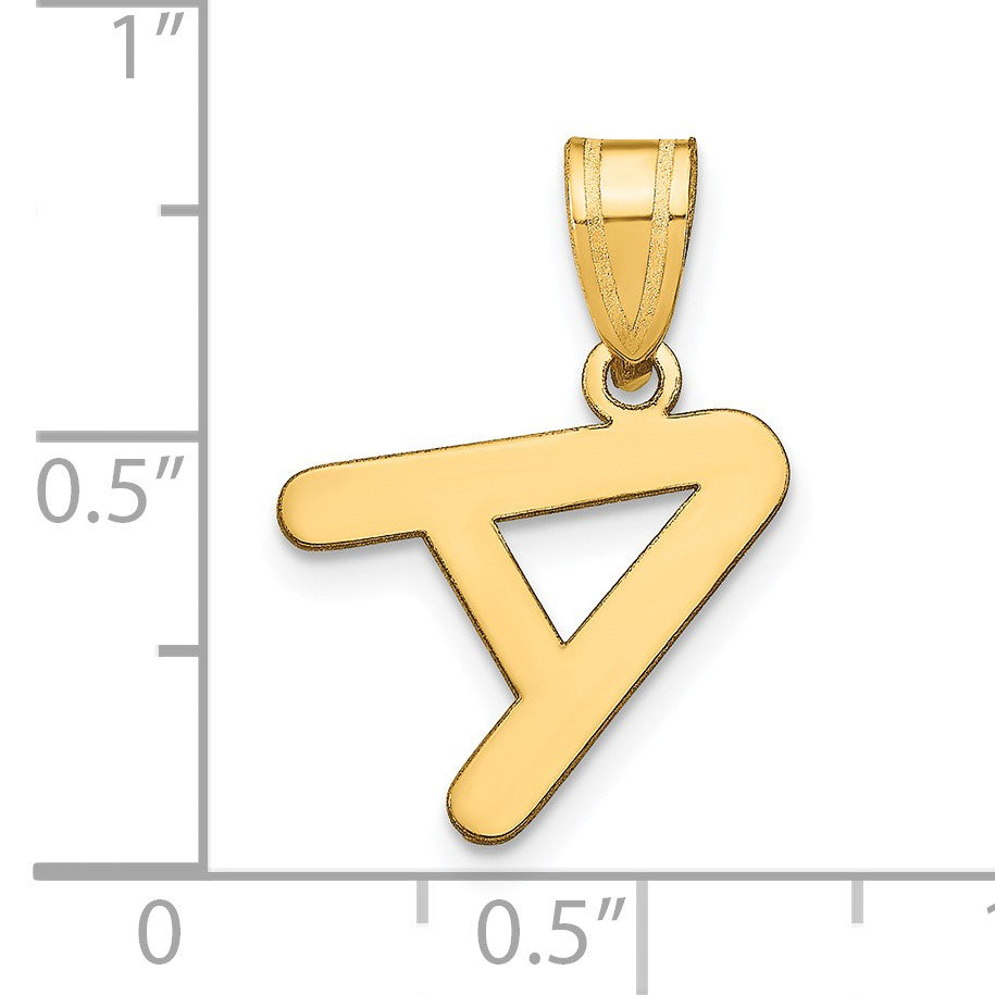 14k Polished Bubble Letter A Initial Pendant