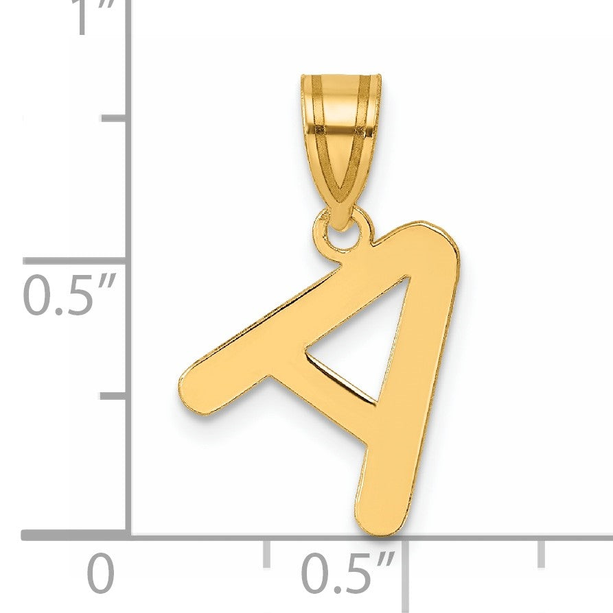 14k Polished Bubble Letter A Initial Pendant