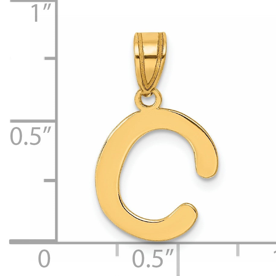 14k Polished Bubble Letter C Initial Pendant