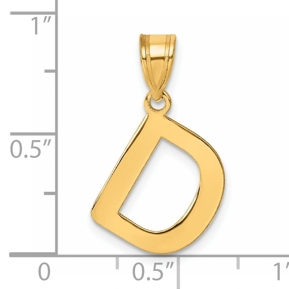 14k Polished Bubble Letter D Initial Pendant