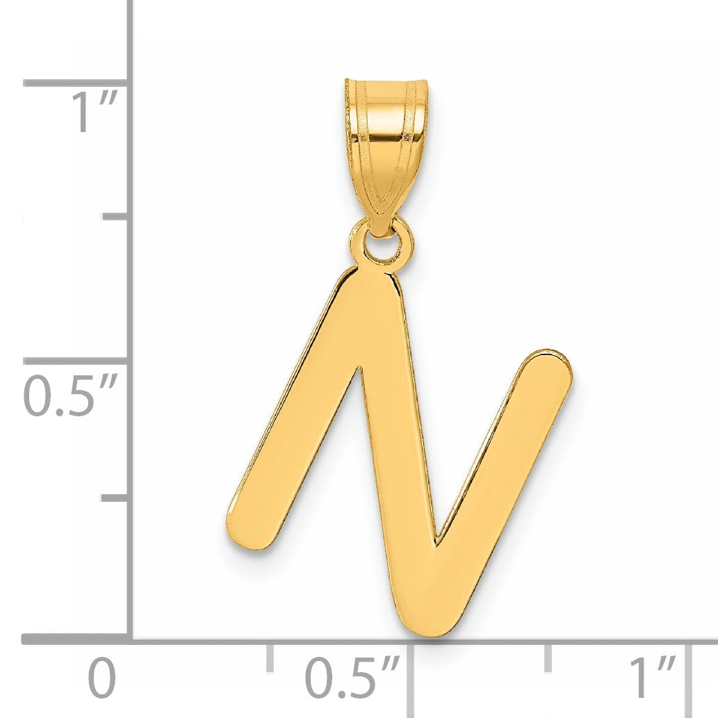 14k Polished Bubble Letter N Initial Pendant