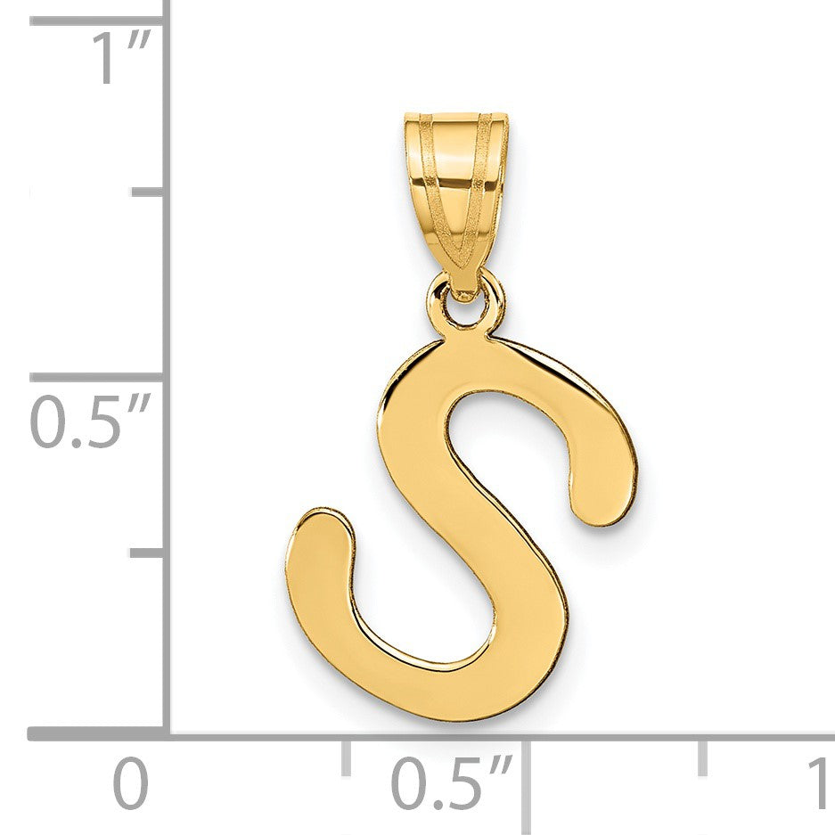14k Polished Bubble Letter S Initial Pendant