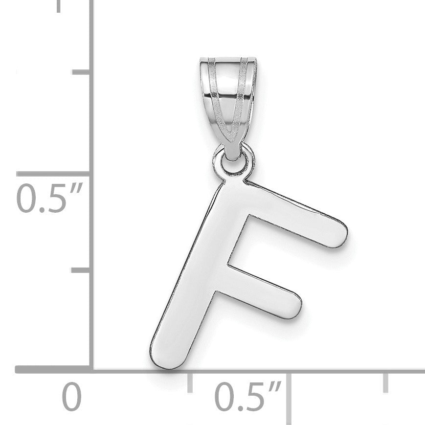14kw Polished Bubble Letter F Initial Pendant