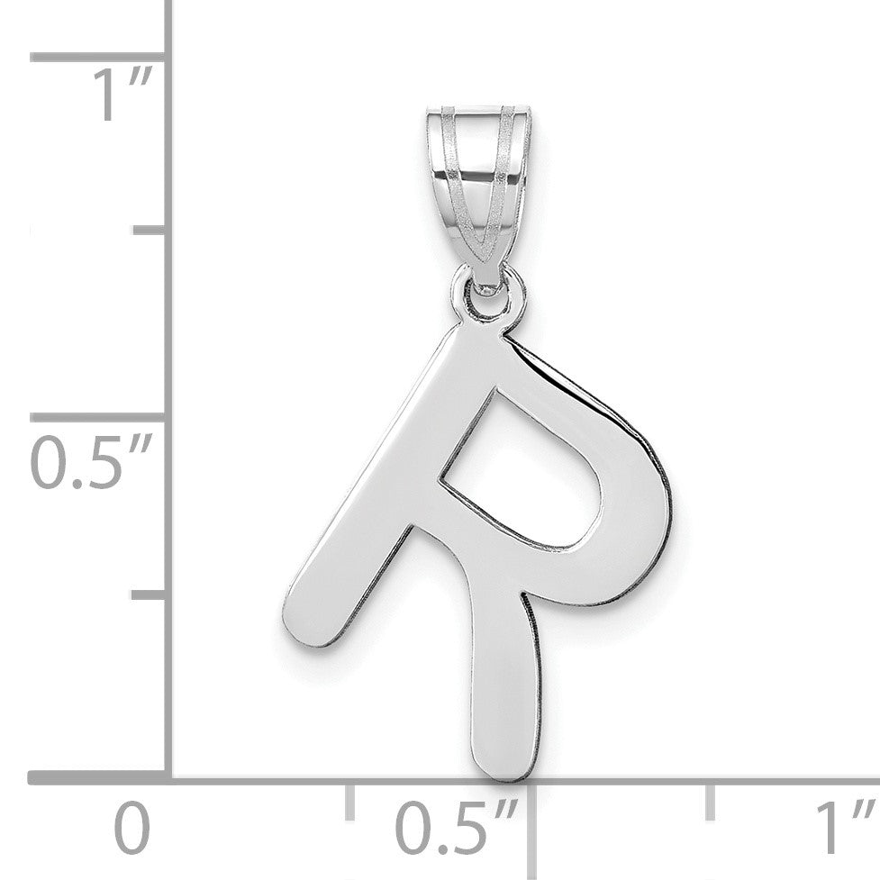 14kw Polished Bubble Letter R Initial Pendant