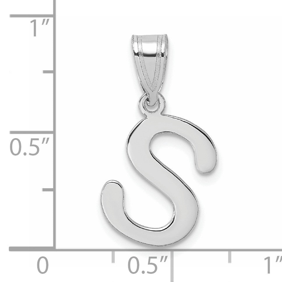 14kw Polished Bubble Letter S Initial Pendant