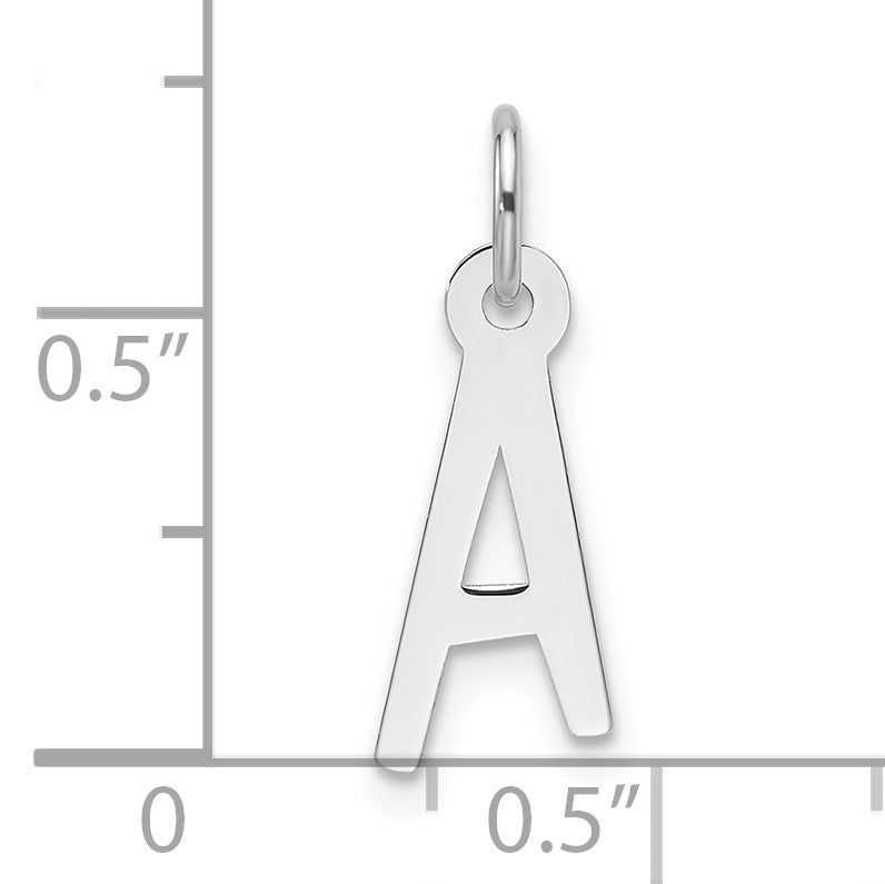 14k White Gold Slanted Block Letter A Initial Charm