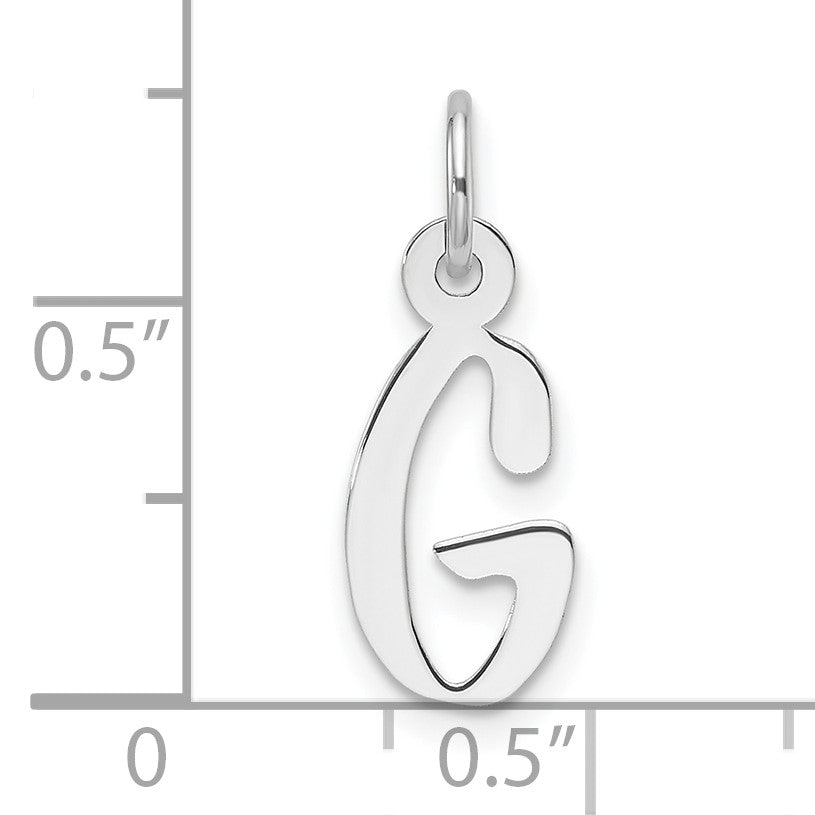 14K White Gold Slanted Block Letter G Initial Charm