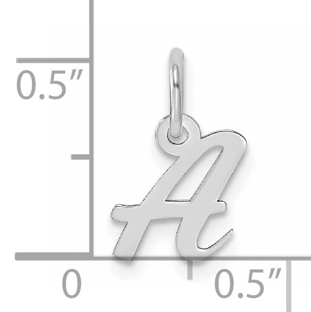 14k White Gold Small Script Letter A Initial Charm
