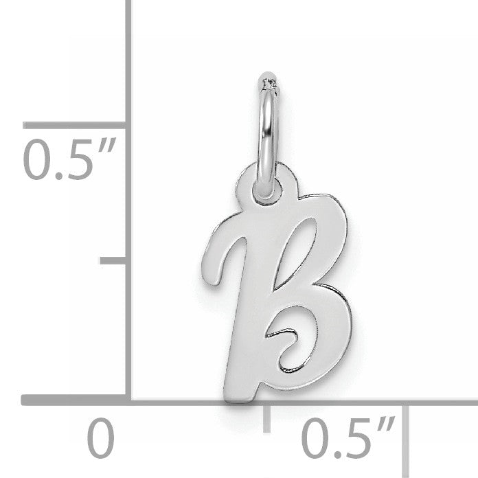 14k White Gold Small Script Letter B Initial Charm