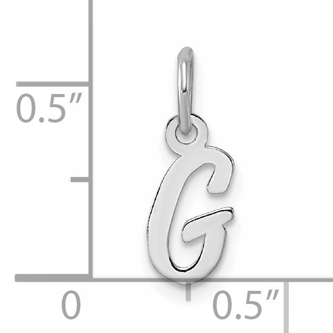 14k White Gold Small Script Letter G Initial Charm