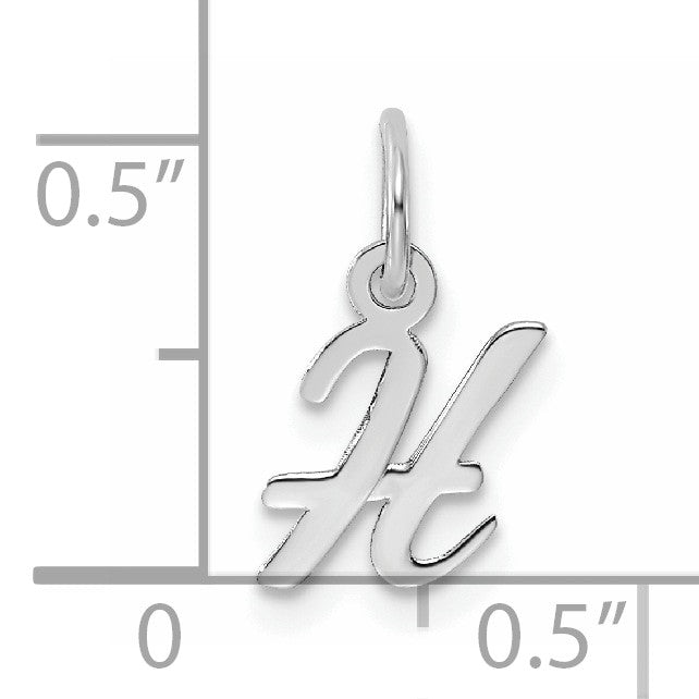14k White Gold Small Script Letter H Initial Charm