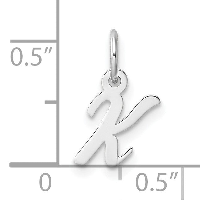 14k White Gold Small Script Letter K Initial Charm