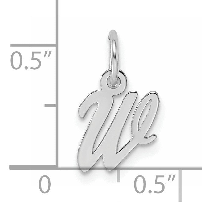 14k White Gold Small Script Letter W Initial Charm