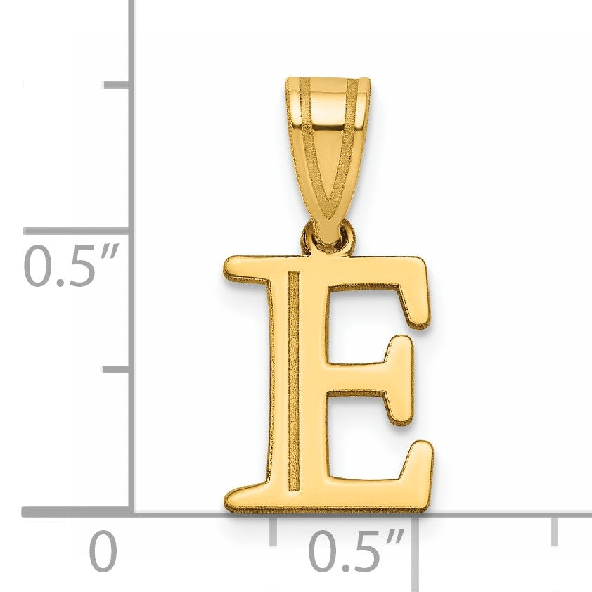 14k Polished Etched Letter E Initial Pendant