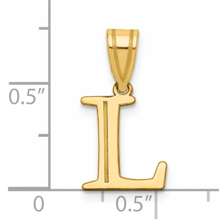 14k Polished Etched Letter L Initial Pendant