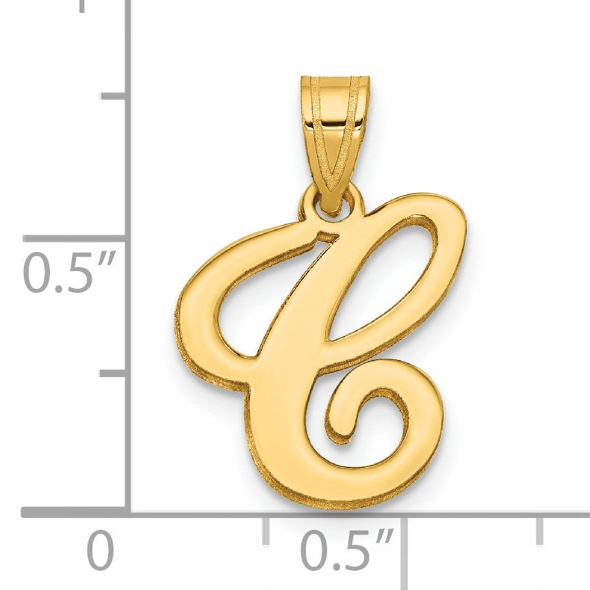 14K Script Letter C Initial Pendant