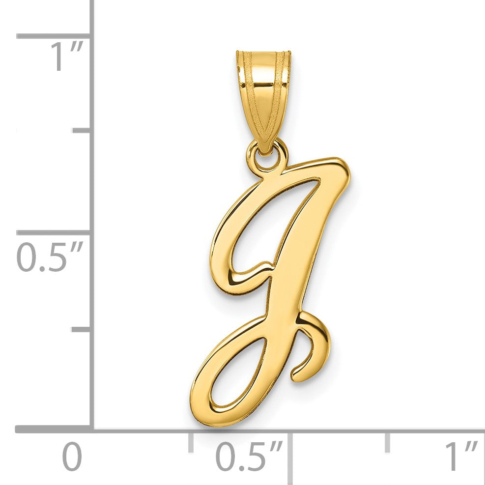14K Script Letter J Initial Pendant
