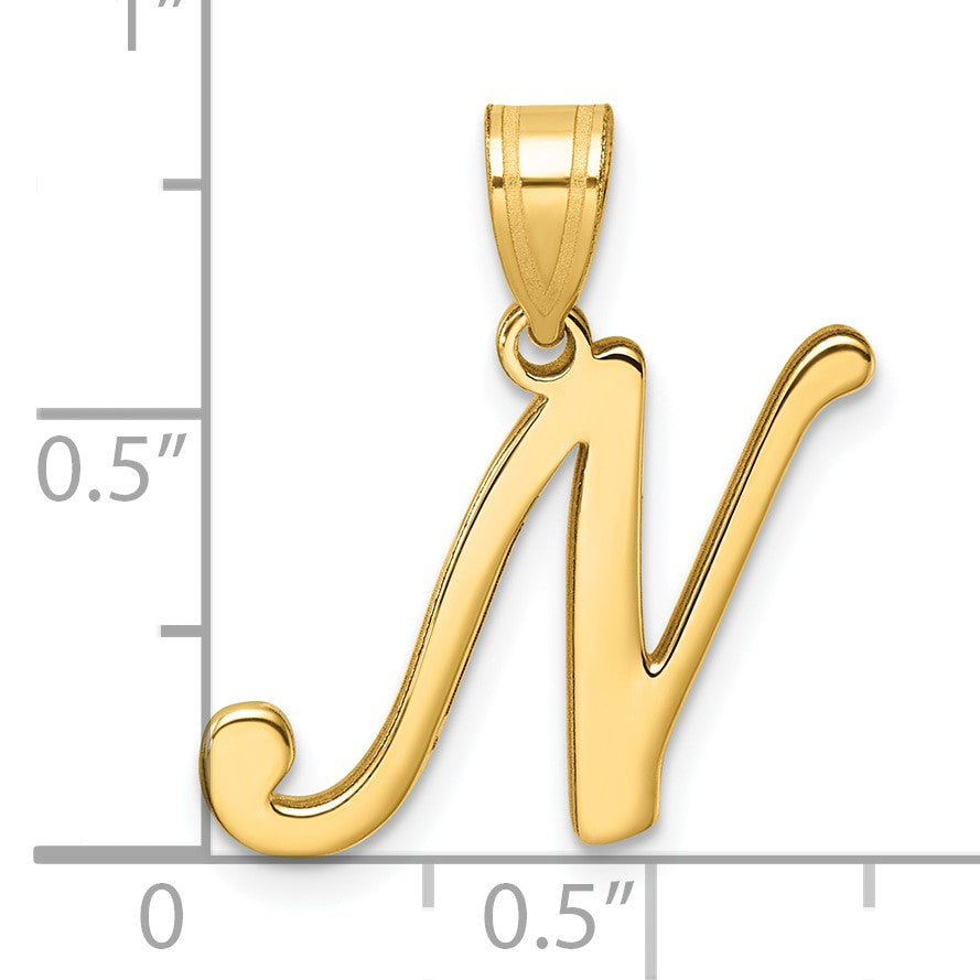 14K Script Letter N Initial Pendant