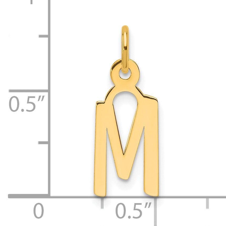 14K Slanted Block Letter M Initial Charm
