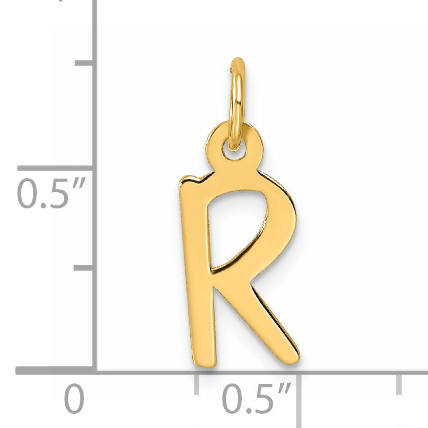 14K Slanted Block Letter R Initial Charm