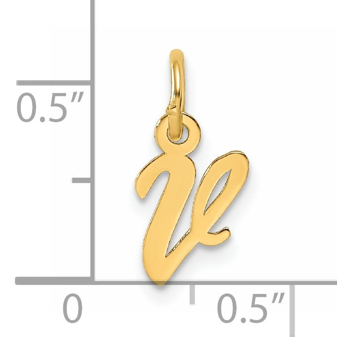 14K Small Script Letter V Initial Charm