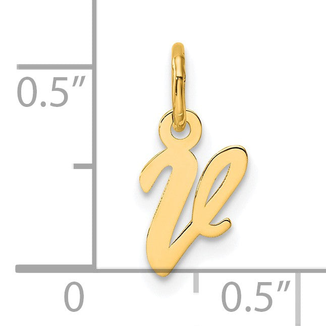 14K Small Script Letter V Initial Charm