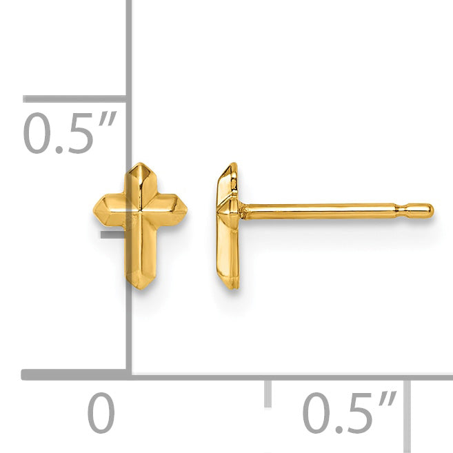 14K Polished Cross Post Earrings