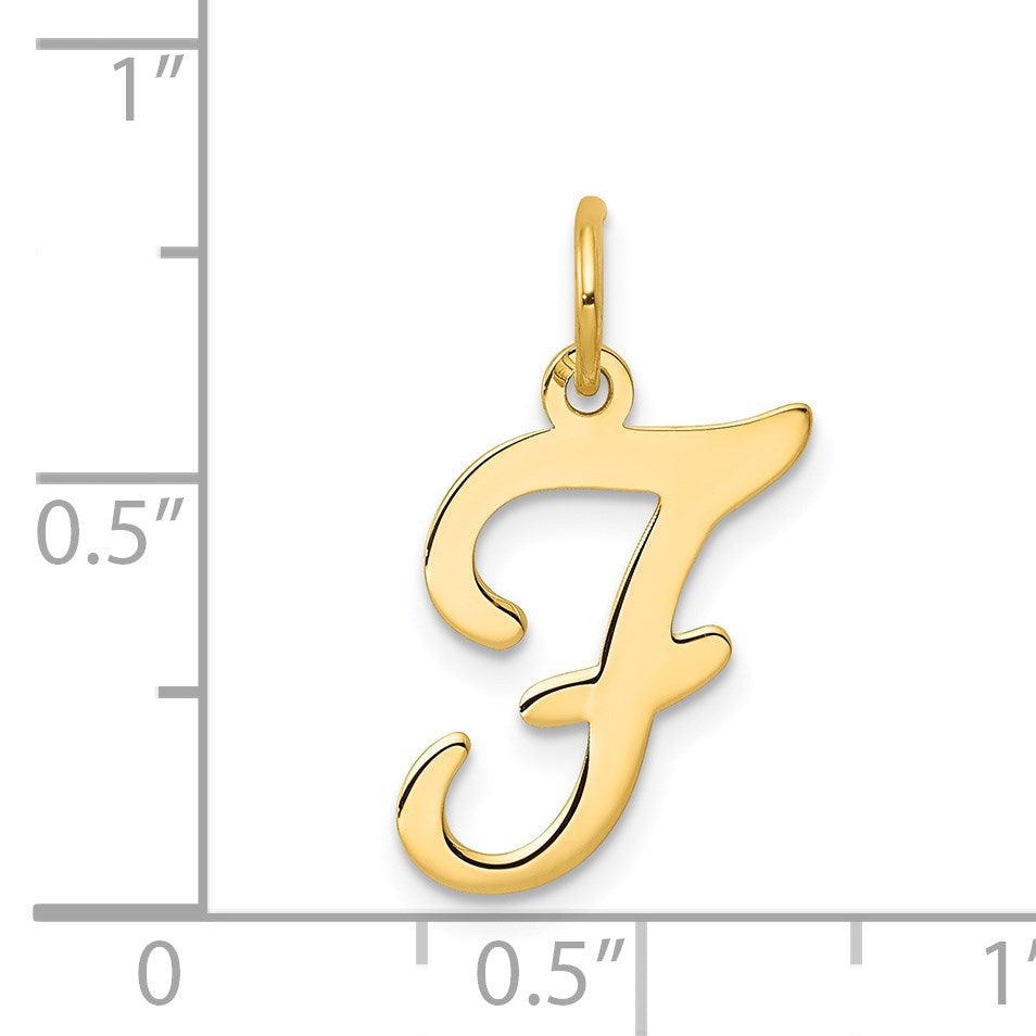 14KY Script Letter F Initial Charm