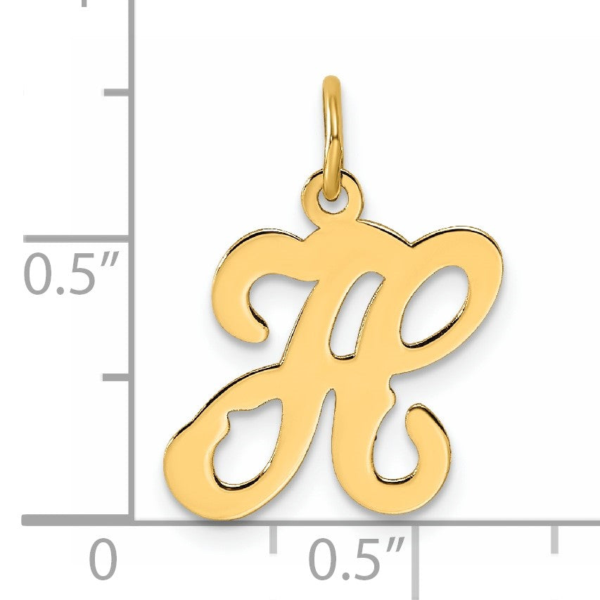 14KY Script Letter H Initial Charm