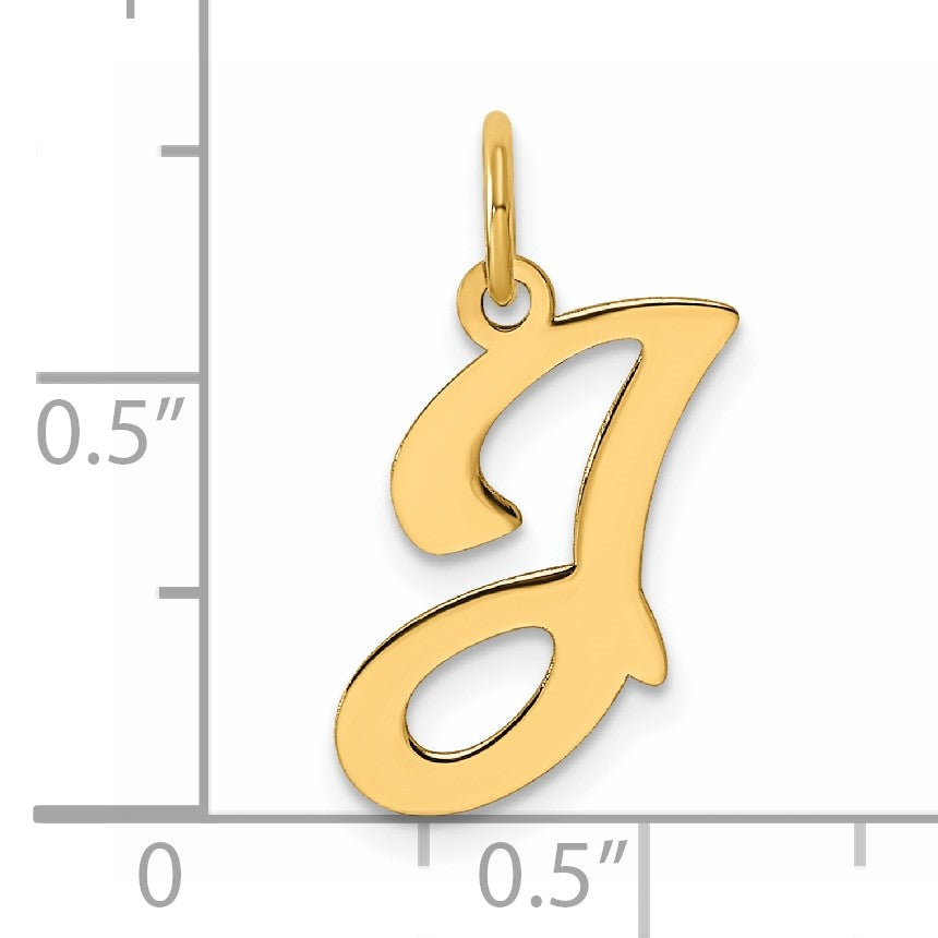 14KY Script Letter J Initial Charm