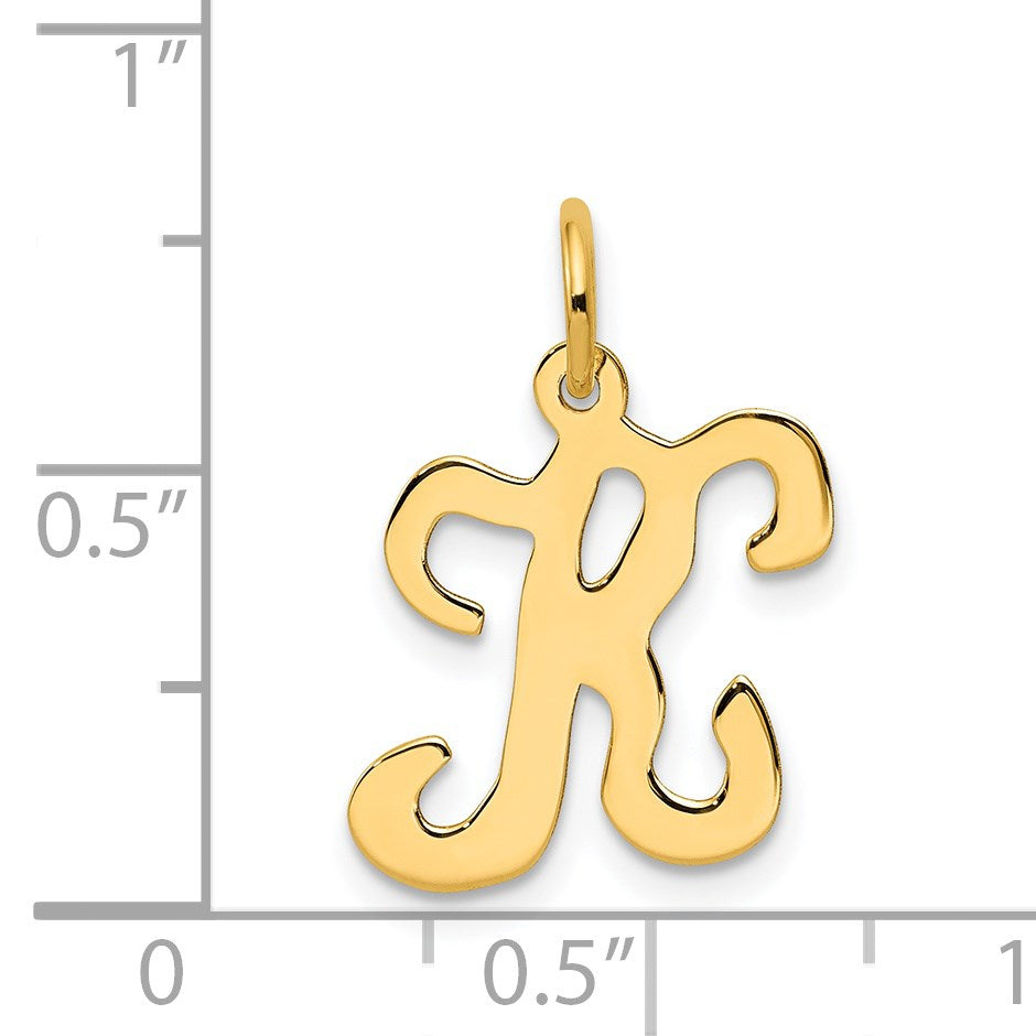 14KY Script Letter K Initial Charm