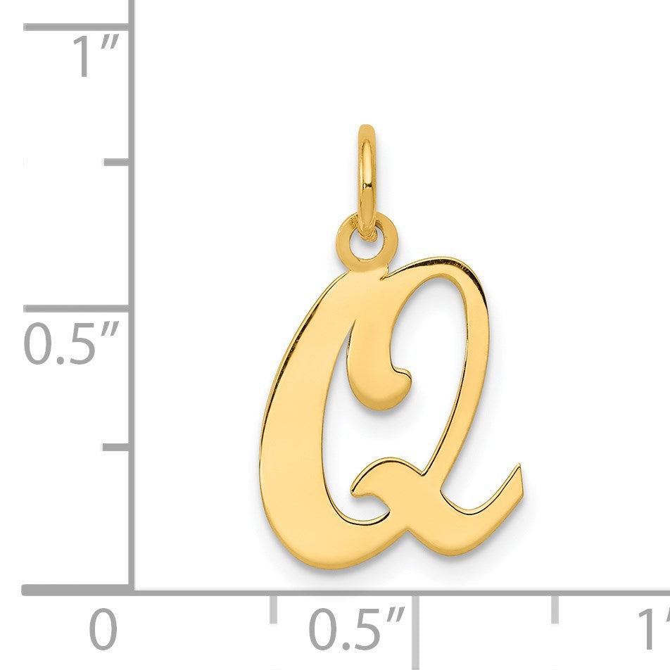 14KY Script Letter Q Initial Charm