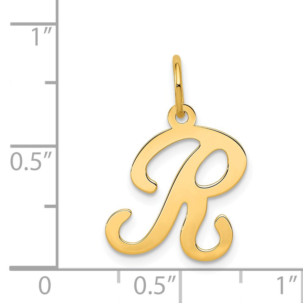 14KY Script Letter R Initial Charm