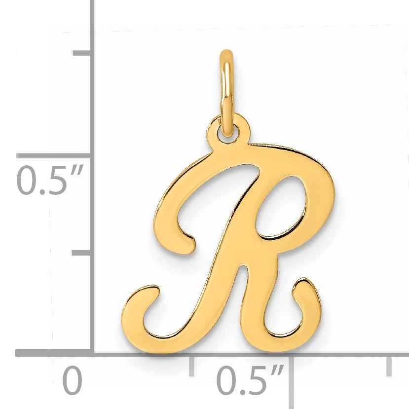 14KY Script Letter R Initial Charm