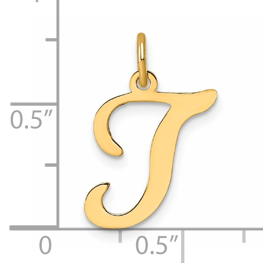 14KY Script Letter T Initial Charm
