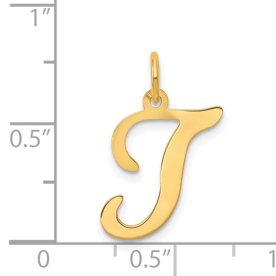 14KY Script Letter T Initial Charm