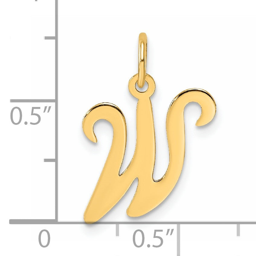 14KY Script Letter W Initial Charm